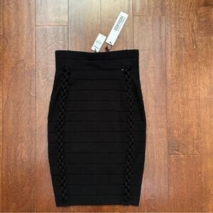 Express Black Women's Bandage Skirt With Braided Details, Bodycon, Size XS, NWT